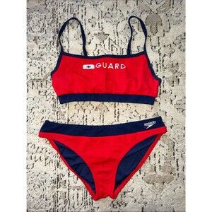 Speedo women’s ' Red & Navy Lifeguard Two-Piece Swimsuit